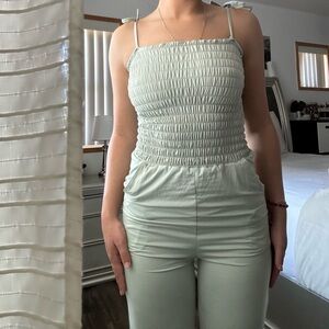 Mint Green Ruched Jumpsuit